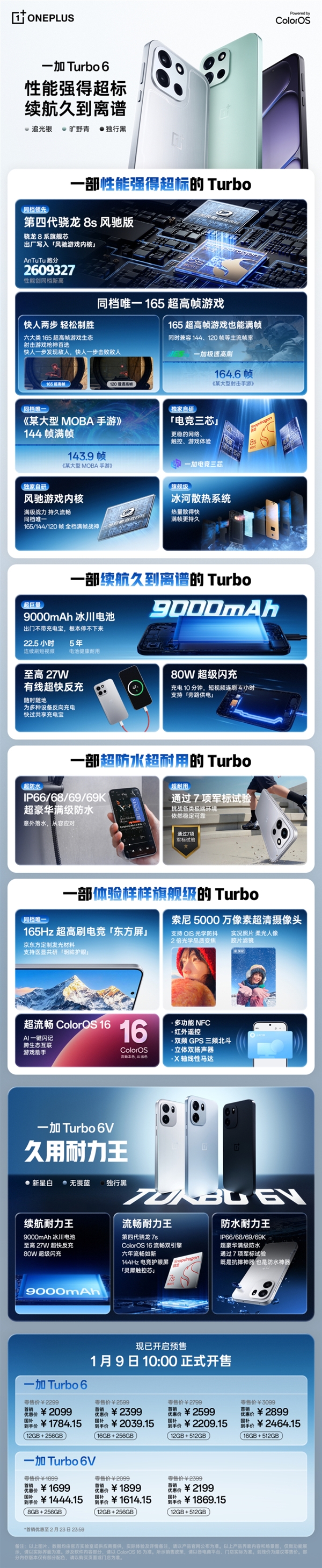 2099元起 一图了解一加Turbo 6：9000mAh电池 续航离谱