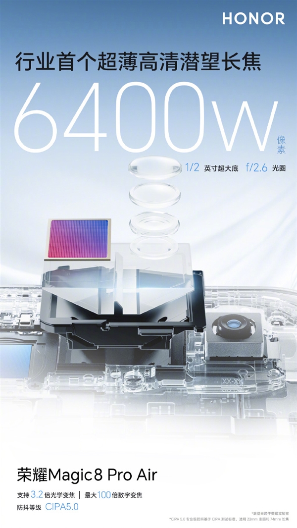 荣耀Magic8 Pro Air支持AI变焦阵列闪光灯：安卓独一家 亮度超iPhone